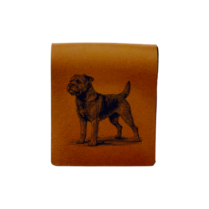 Border Terrier Standing Engraved Genuine Leather Magnetic Bookmark