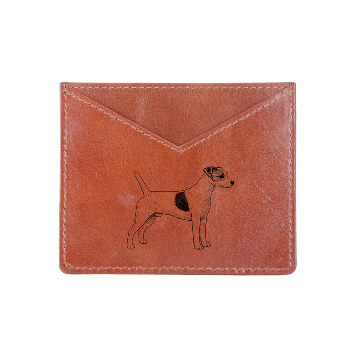 Parson Russell Terrier Standing Engraved Genuine Leather Cardholder