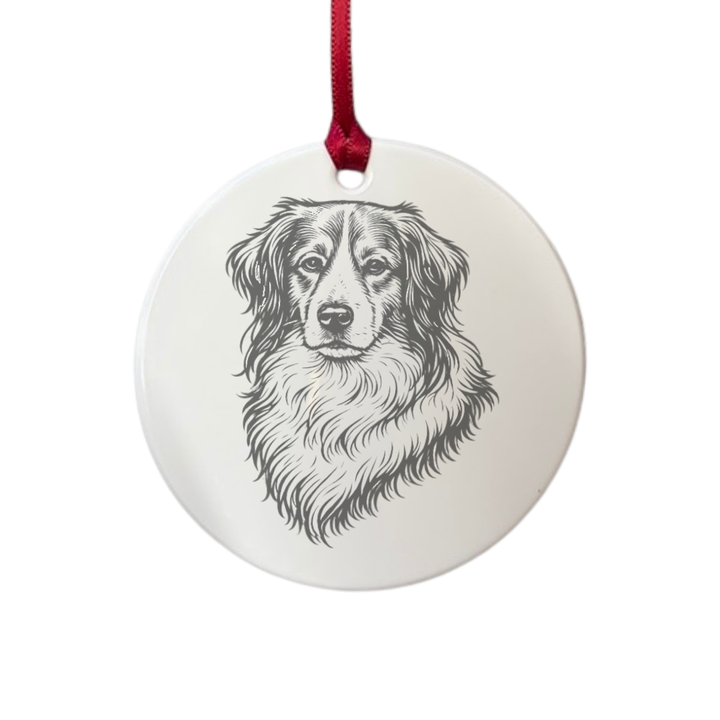 Personalised Kooikerhondje Face Engraved White Acrylic Decoration