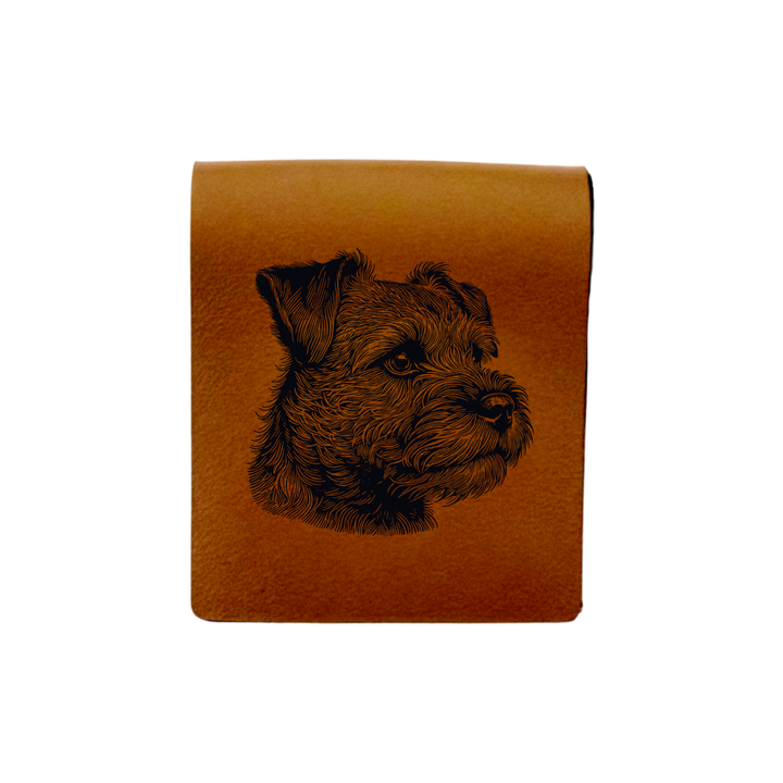 Border Terrier SP Face Engraved Genuine Leather Magnetic Bookmark