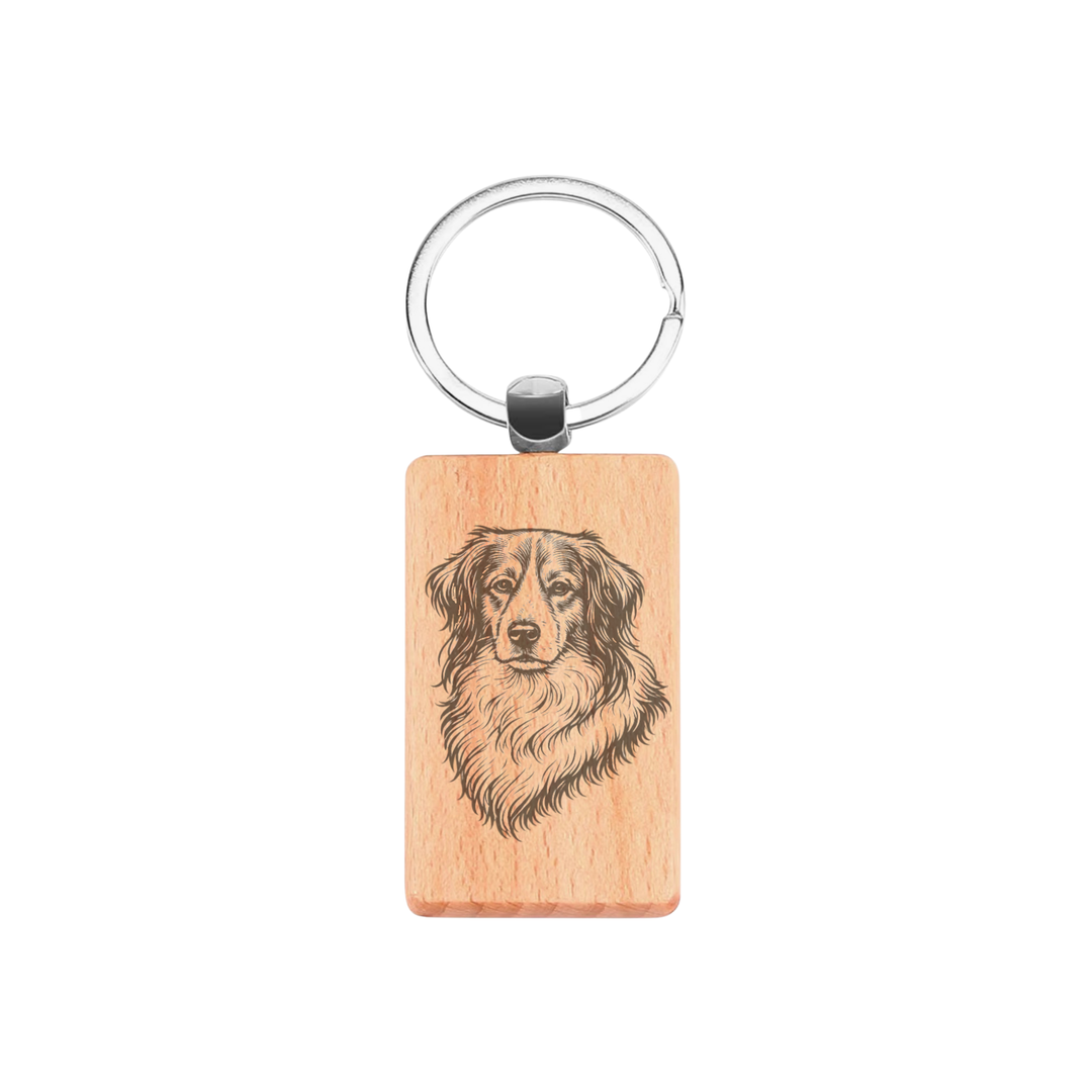Kooikerhondje Engraved Rectangle Wooden Keyring