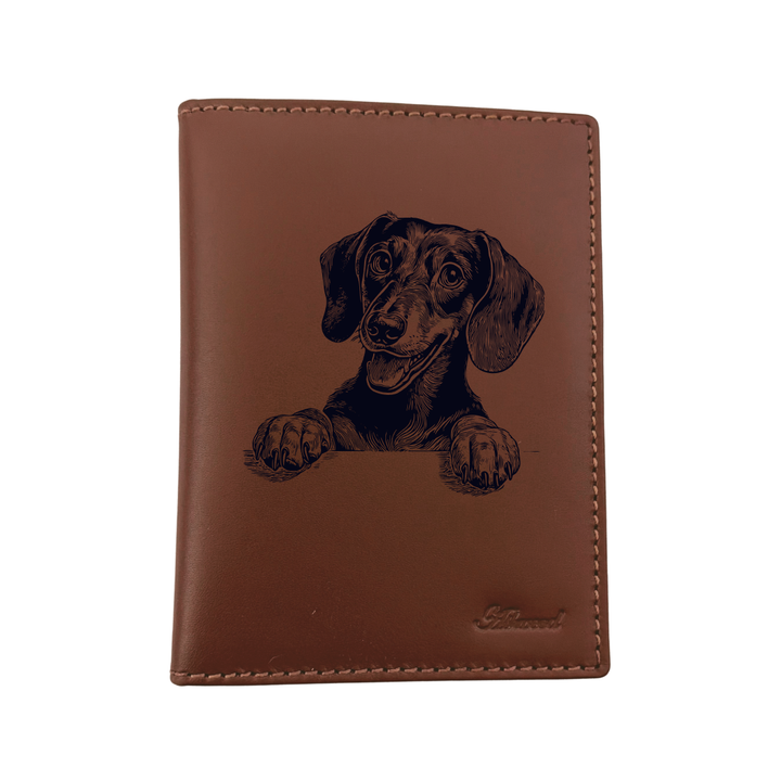Dachshund Paws Engraved Leather Passport Cover