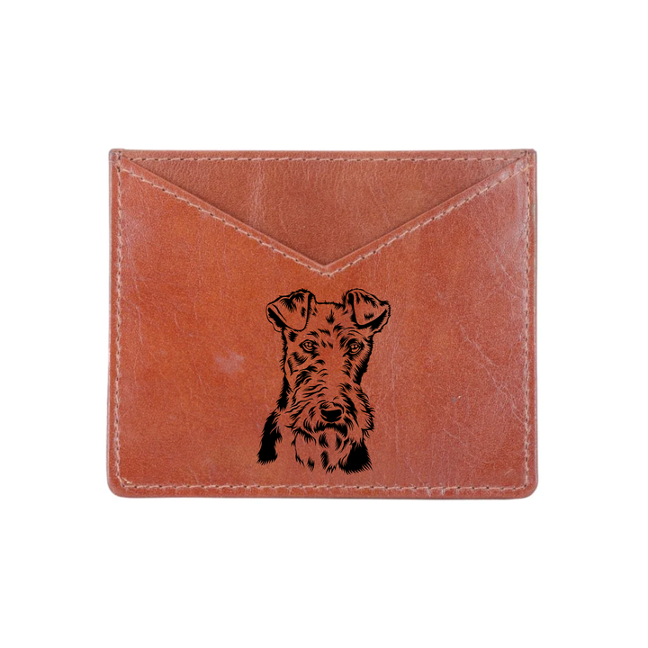 Wire Fox Terrier Face Engraved Genuine Leather Cardholder