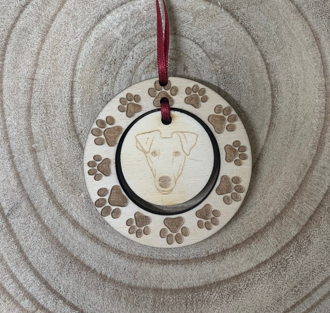 Smooth Fox Terrier Illustration Hanging Decoration ~ Mini Paw Wreath (D2)