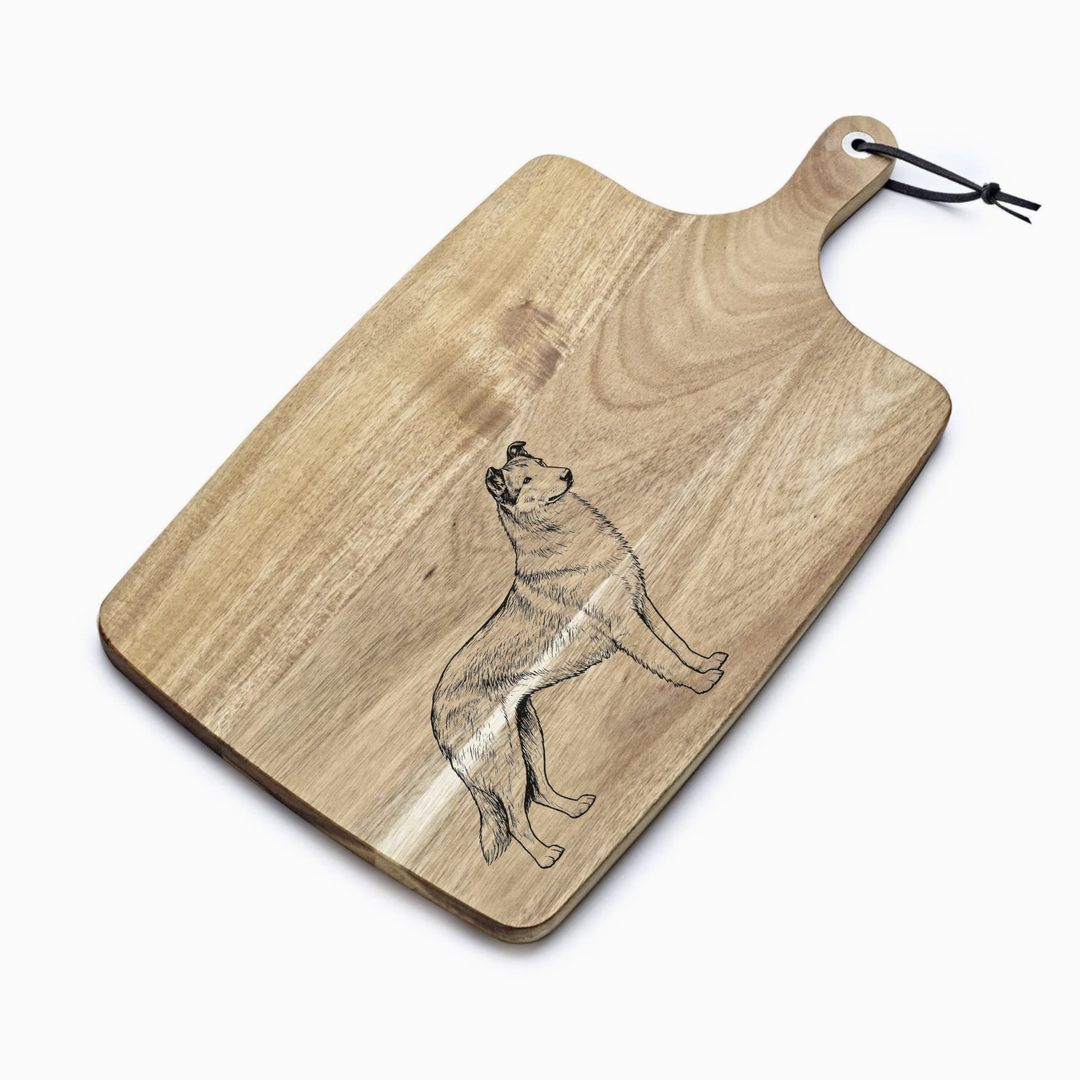 Personalised Smooth Collie Standing Engraved Acacia Serving Board