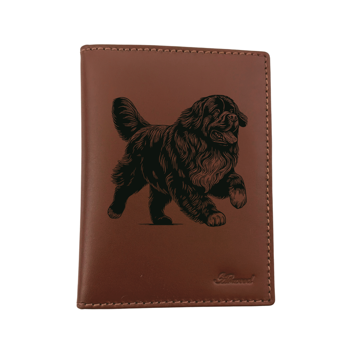 Newfoundland Running Engraved Leather Passport Cover