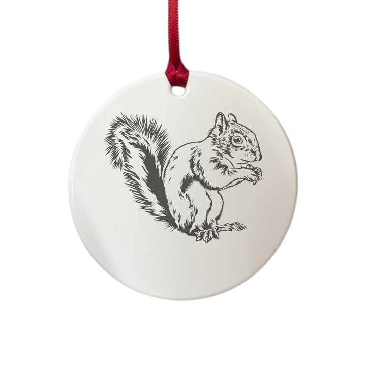 Personalised Squirrel Engraved White Acrylic Decoration