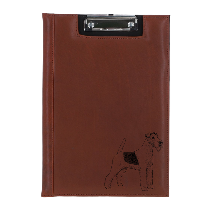 Wire Fox Terrier Standing Engraved Leather Clipboard