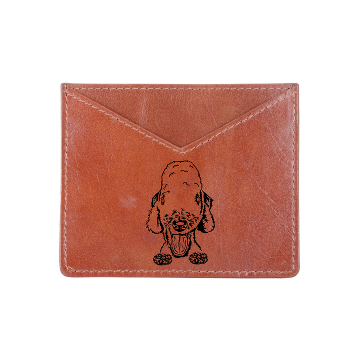Bedlington Terrier Face Engraved Genuine Leather Cardholder