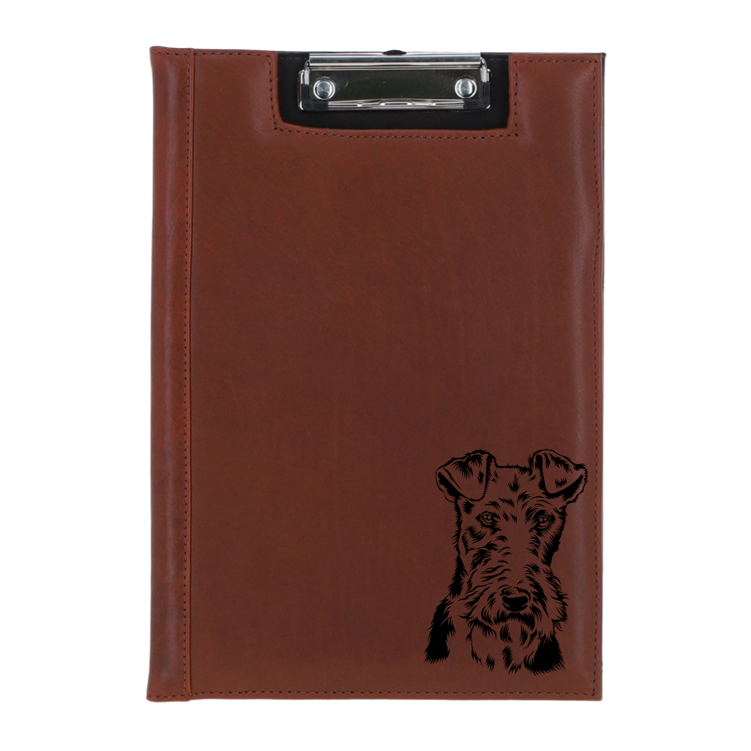 Wire Fox Terrier Face Engraved Leather Clipboard