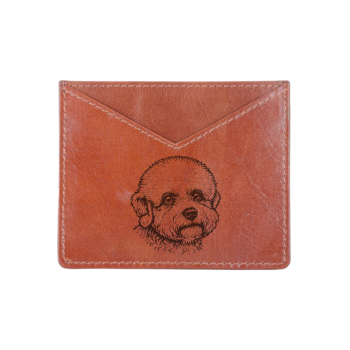 Dandie Dinmont Terrier Face Engraved Genuine Leather Cardholder