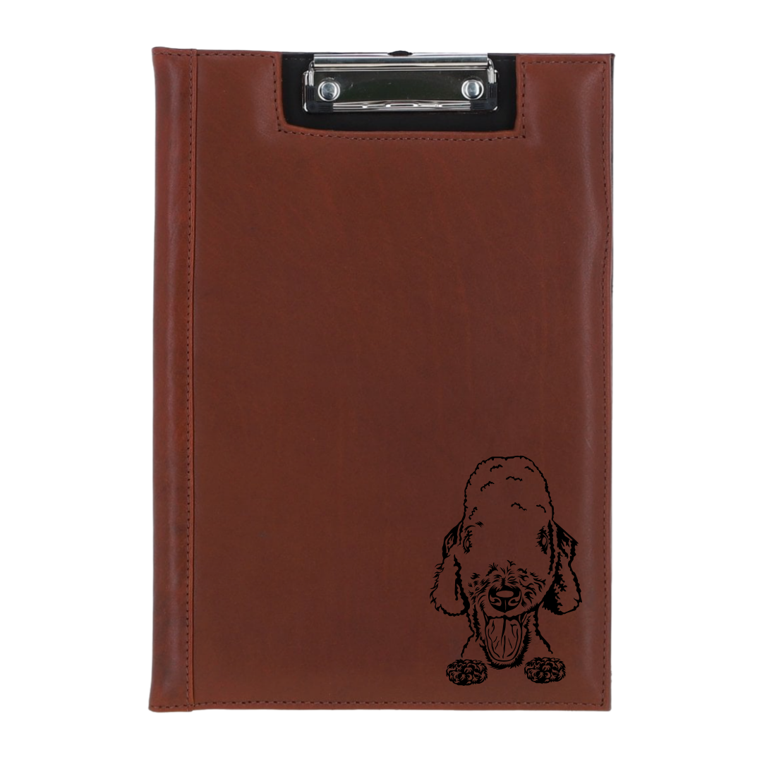 Bedlington Terrier Face Engraved Leather Clipboard