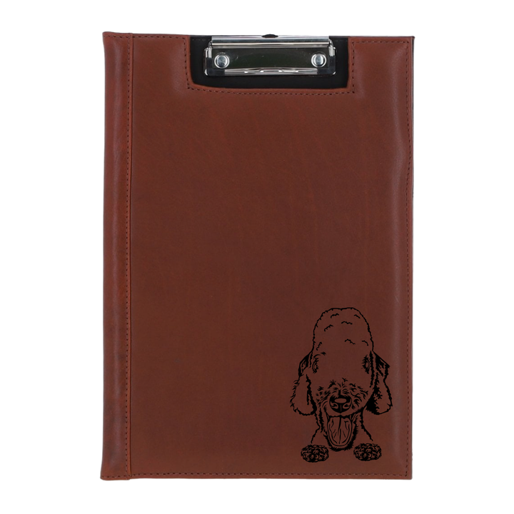 Bedlington Terrier Face Engraved Leather Clipboard