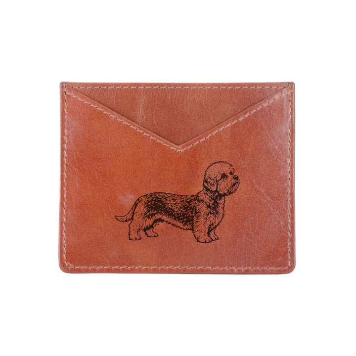 Dandie Dinmont Terrier Standing Engraved Genuine Leather Cardholder