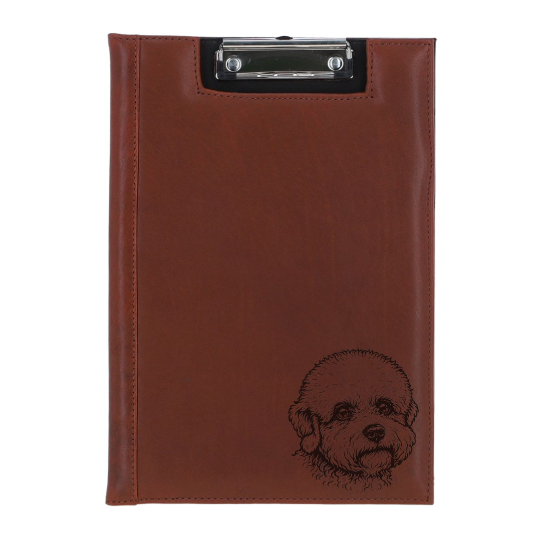 Dandie Dinmont Terrier Face Engraved Leather Clipboard