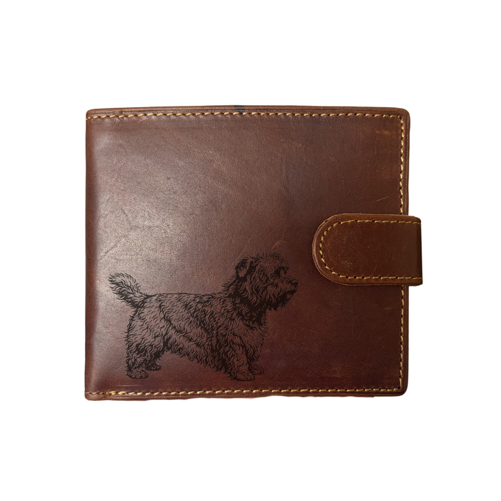 Personalised Glen of Imaal Terrier Standing Engraved Dark Tan Genuine Leather Wallet