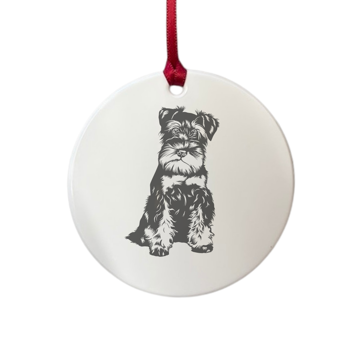Personalised Miniature Schnauzer Engraved White Acrylic Decoration