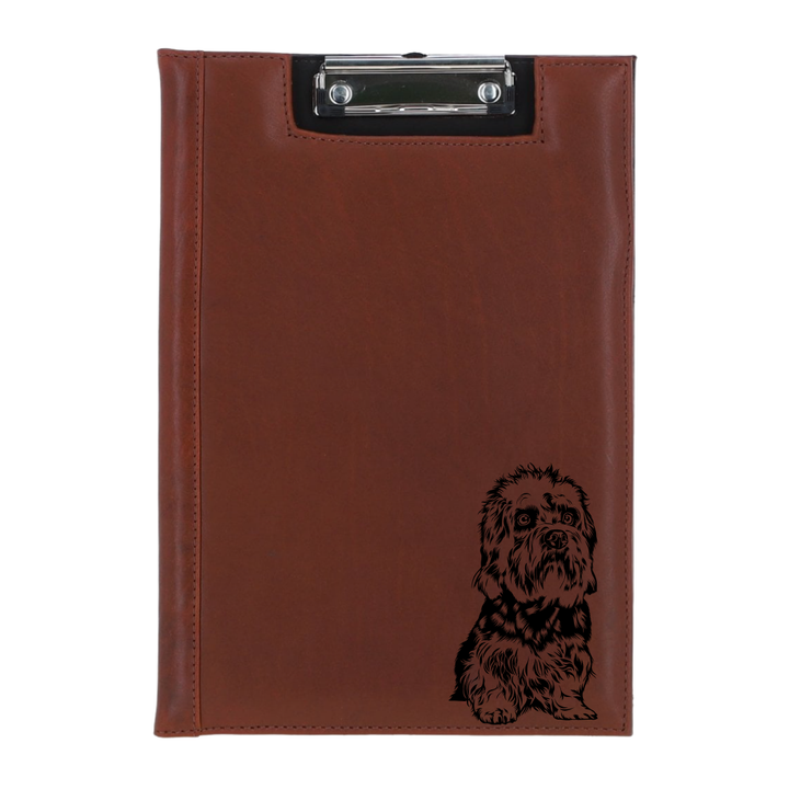 Dandie Dinmont Terrier Sitting Engraved Leather Clipboard