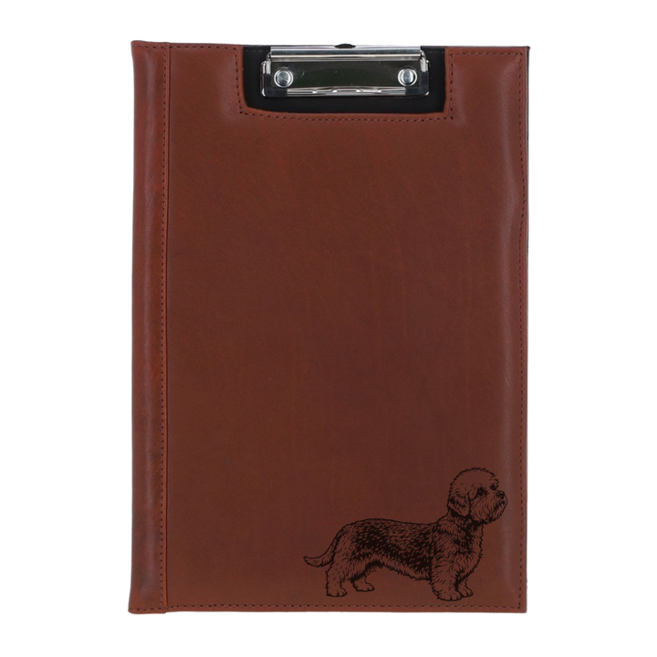 Dandie Dinmont Terrier Standing Engraved Leather Clipboard
