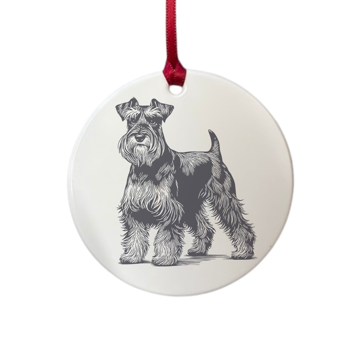Personalised Miniature Schnauzer Standing Engraved White Acrylic Decoration