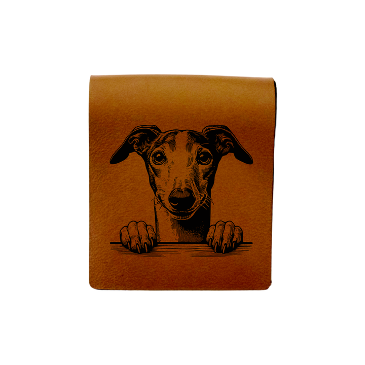 Whippet Paws Engraved Genuine Leather Magnetic Bookmark