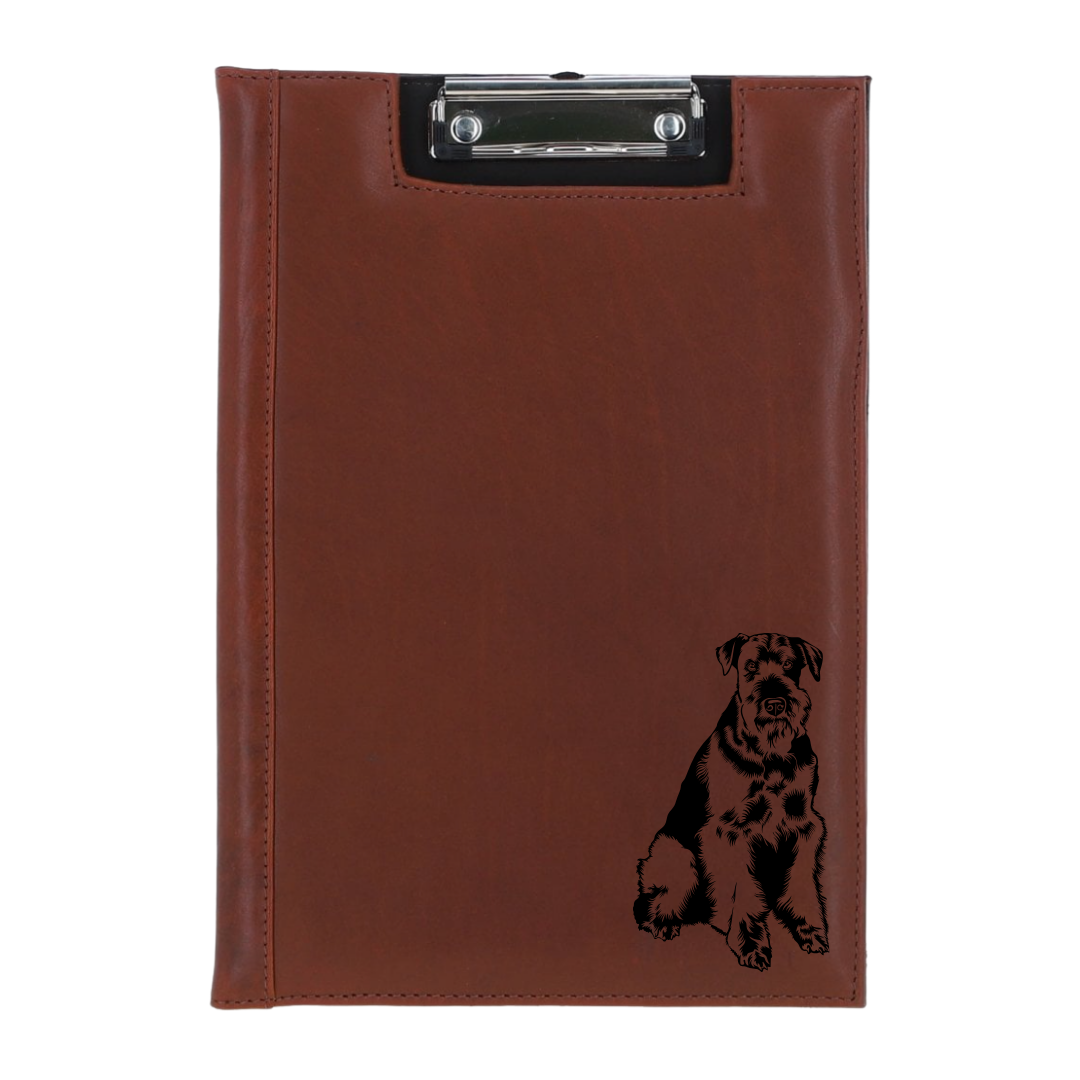 Airedale Terrier Sitting Engraved Leather Clipboard