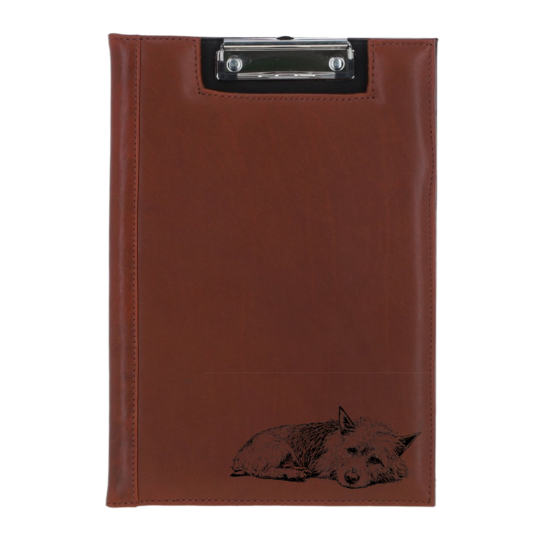 Australian Terrier Sleeping Engraved Leather Clipboard