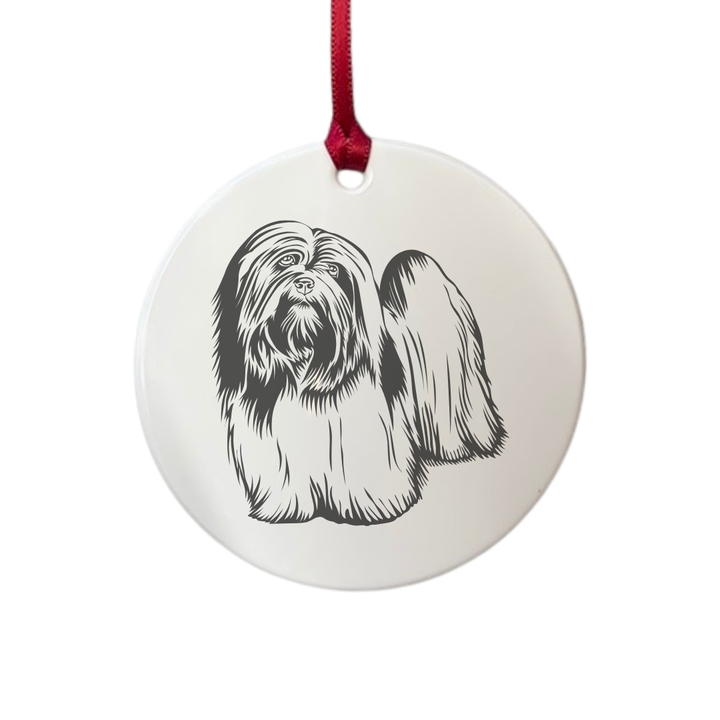 Personalised Lhasa Apso Engraved White Acrylic Decoration