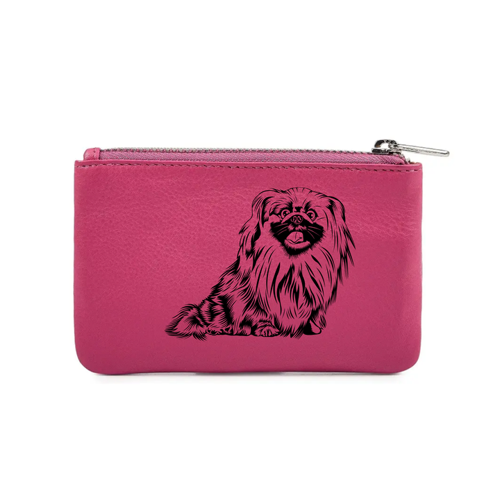 Pekingese Engraved Genuine Leather Coin Purse (Multiple Colour Options)