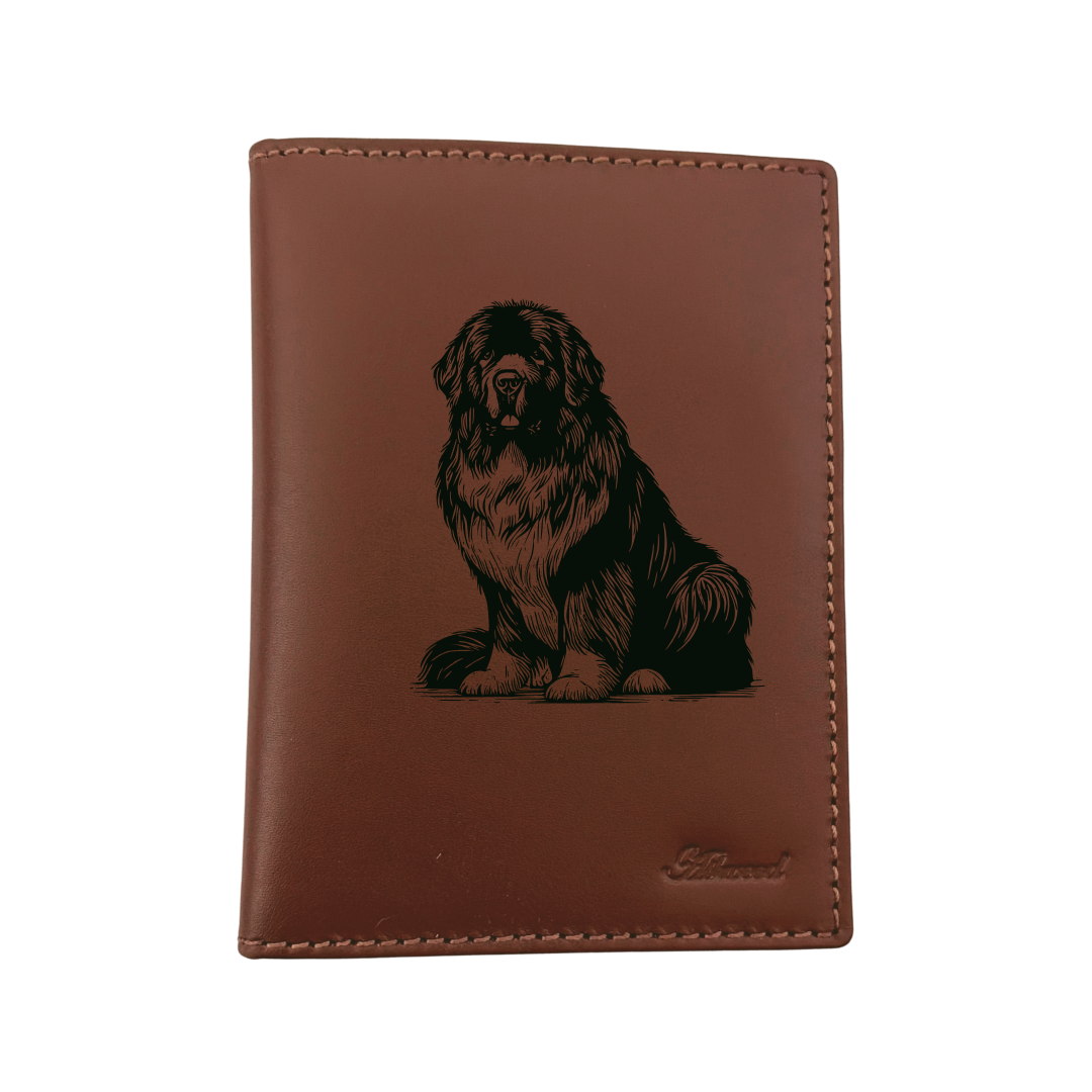 Newfoundland Sitting Engraved Leather Passport Cover