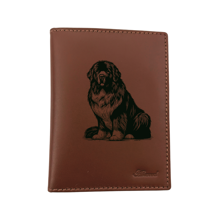 Newfoundland Sitting Engraved Leather Passport Cover