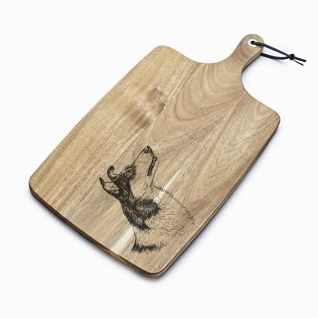 Personalised Smooth Collie Face Engraved Acacia Serving Board