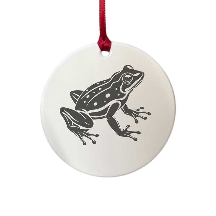 Personalised Frog Engraved White Acrylic Decoration