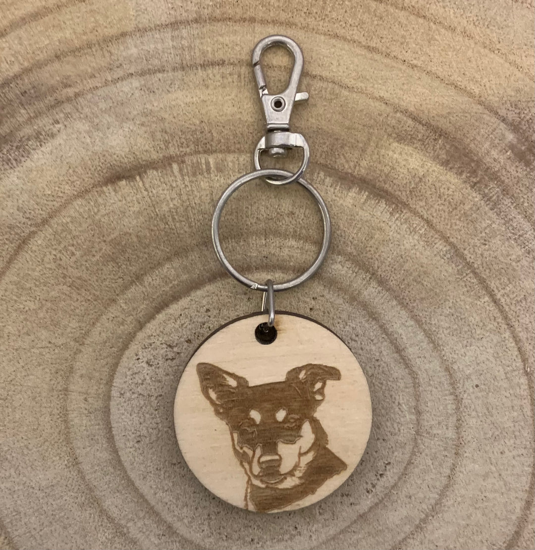 Lancashire Heeler Dog Engraved Wooden Keyring