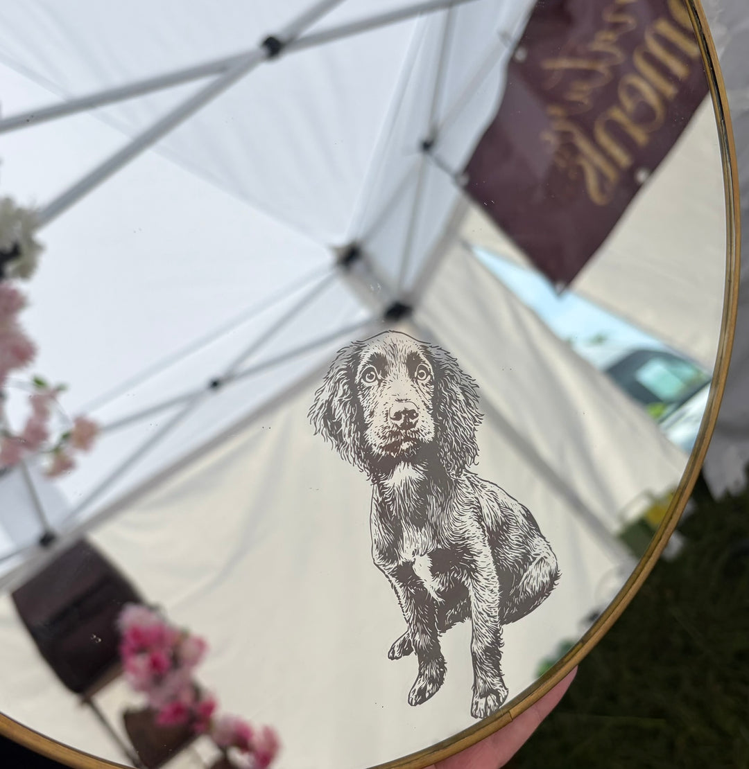 Working Cocker Spaniel Engraved Gold Mirror