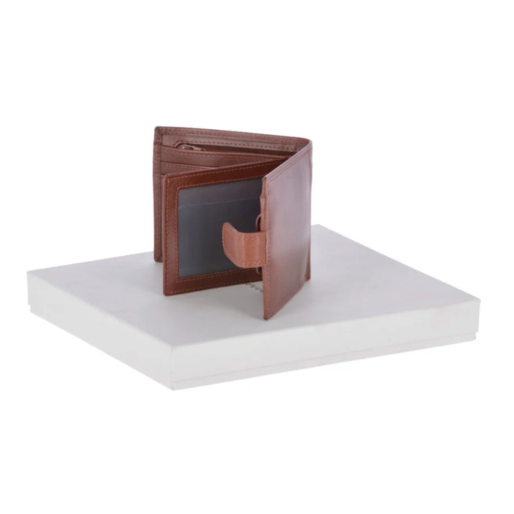 Personalised British Shorthair Cat Face Engraved Dark Tan Genuine Leather Wallet