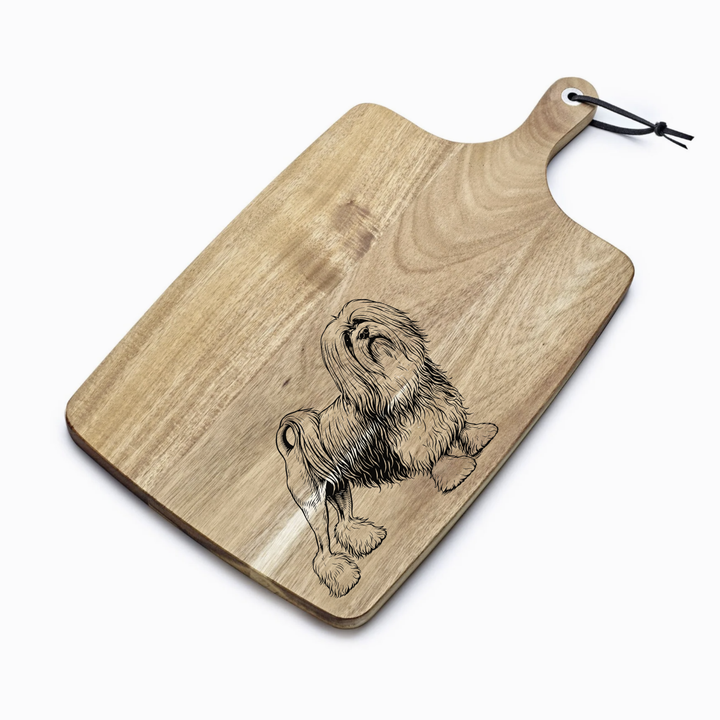 Personalised Lowchen Engraved Acacia Serving Board
