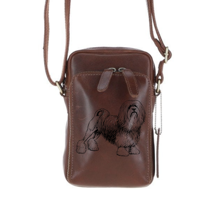 Personalised Lowchen Leather Compact Crossbody Bag