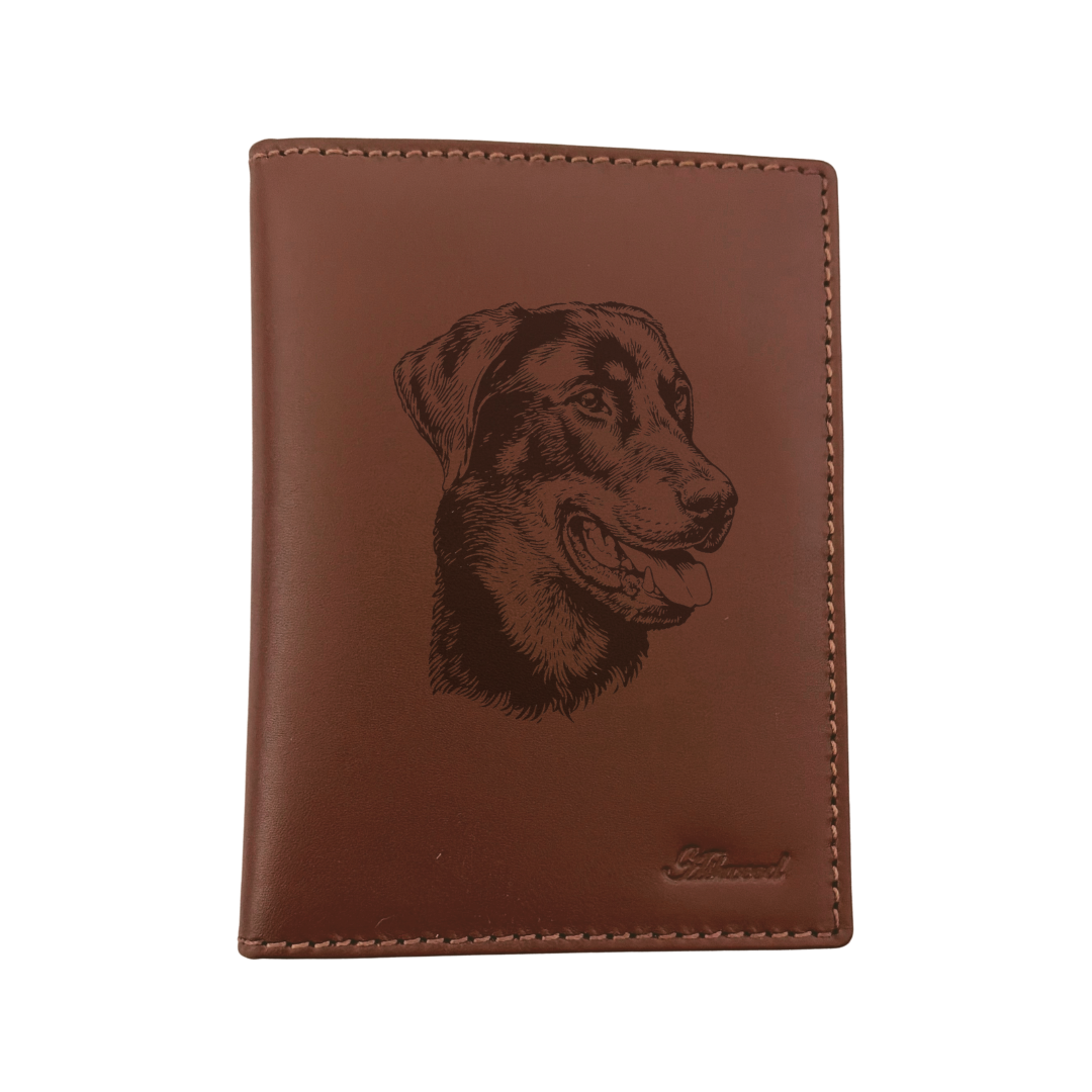 Beauceron Engraved Leather Passport Cover