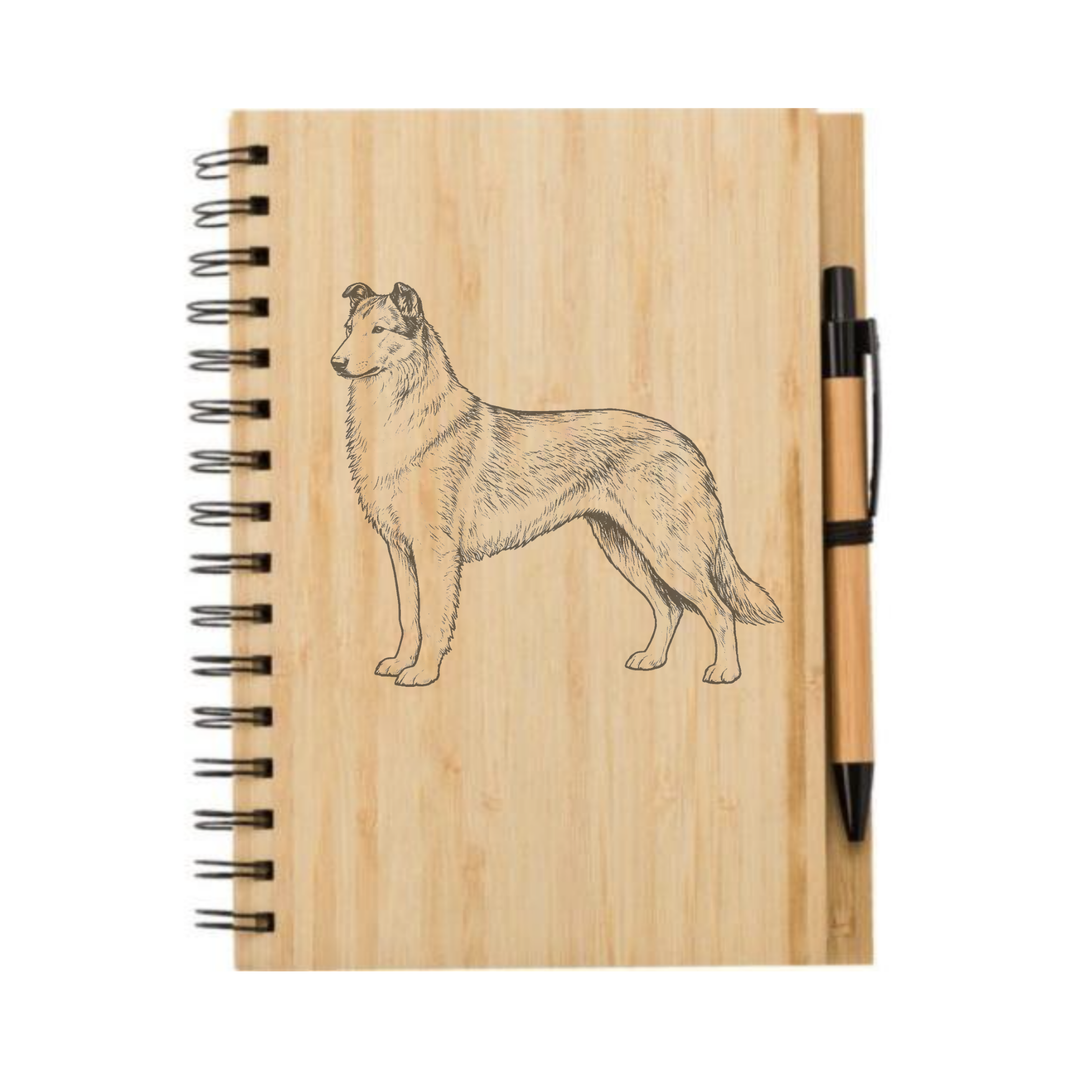 Smooth Collie Standing Illustration Engraved Notebook