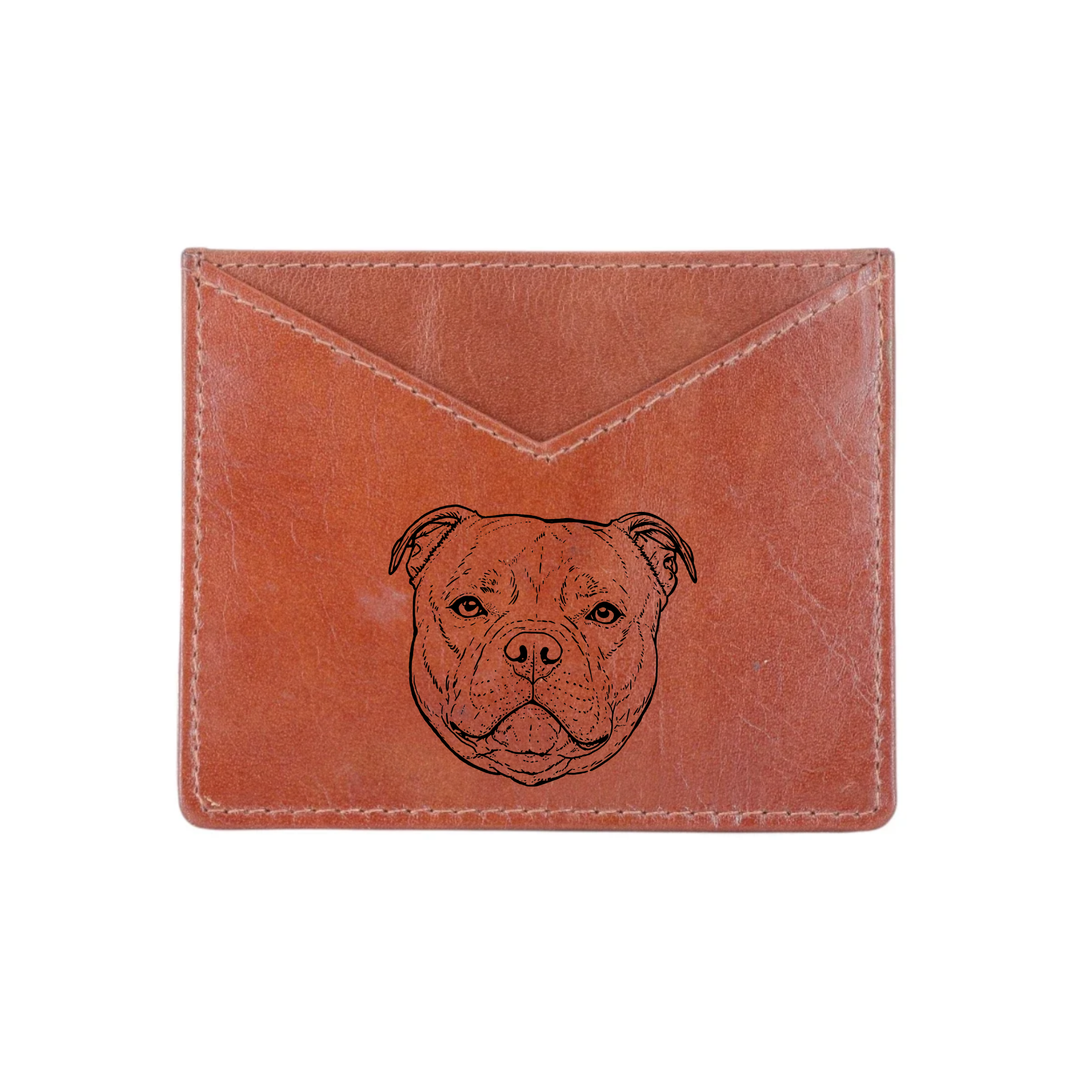 English Bull Terrier Engraved Genuine Leather Cardholder