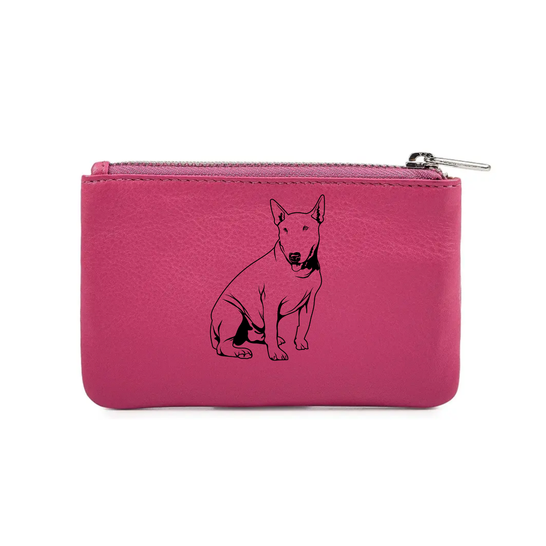 English Bull Terrier Engraved Genuine Leather Coin Purse (Multiple Colour Options)