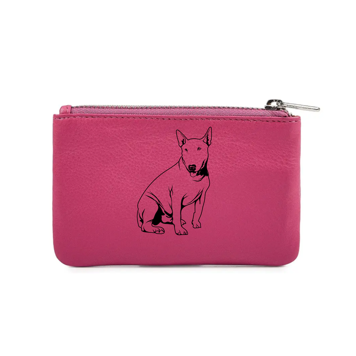 English Bull Terrier Engraved Genuine Leather Coin Purse (Multiple Colour Options)