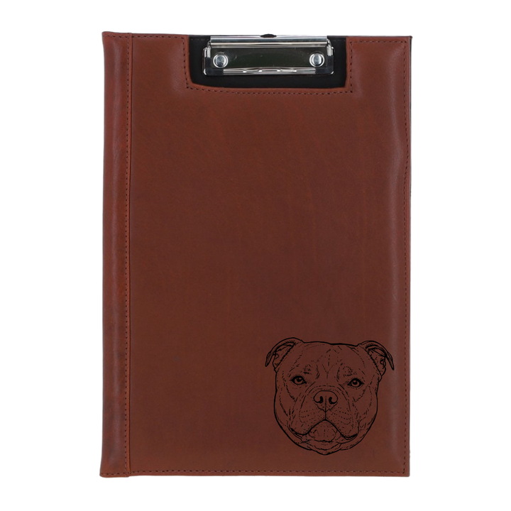 Staffordshire Bull Terrier Face Engraved Leather Clipboard