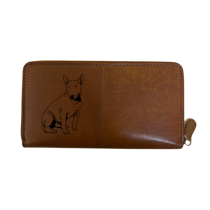 English Bull Terrier Engraved Large Leather Purse