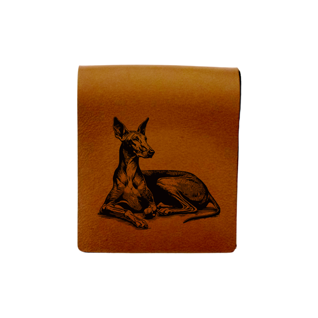Pharaoh Hound Lying Down Engraved Genuine Leather Magnetic Bookmark