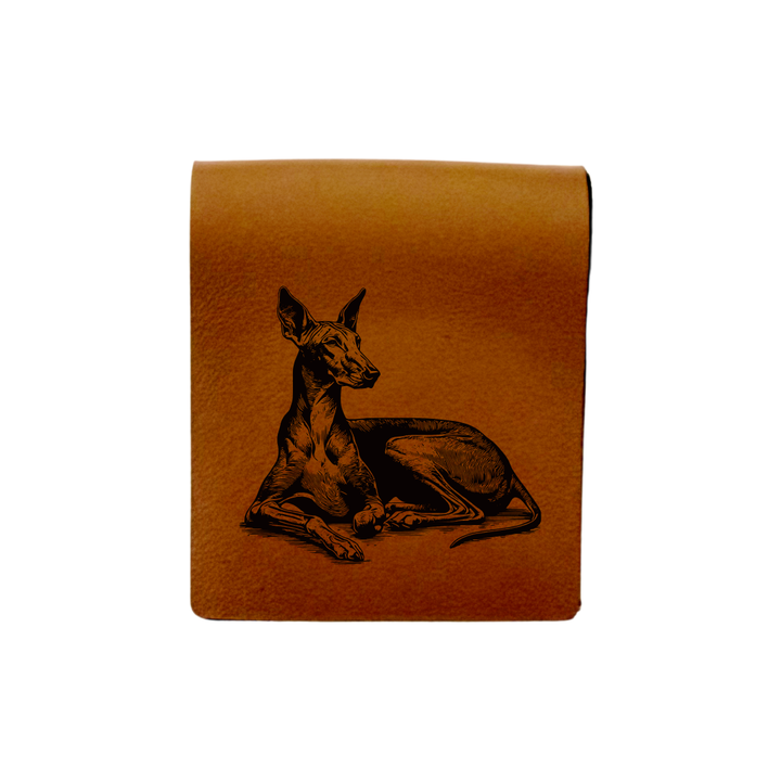 Pharaoh Hound Lying Down Engraved Genuine Leather Magnetic Bookmark
