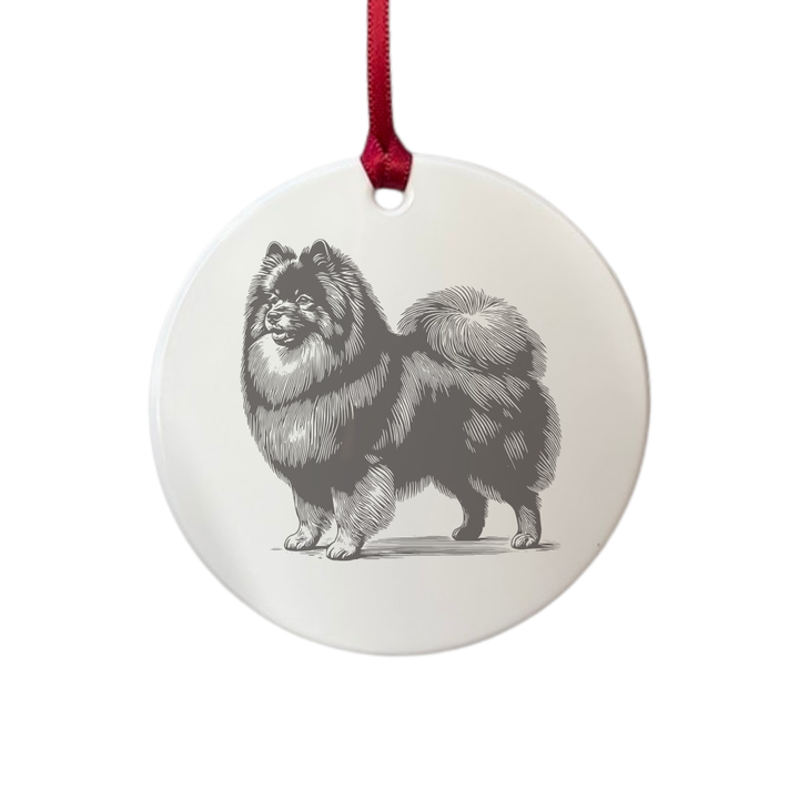 Personalised German Spitz Standing Engraved White Acrylic Decoration