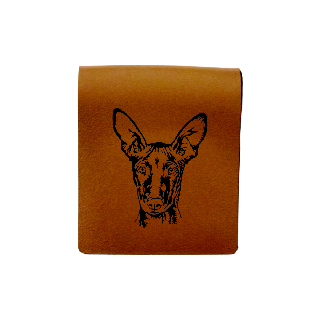 Pharaoh Hound Face Engraved Genuine Leather Magnetic Bookmark