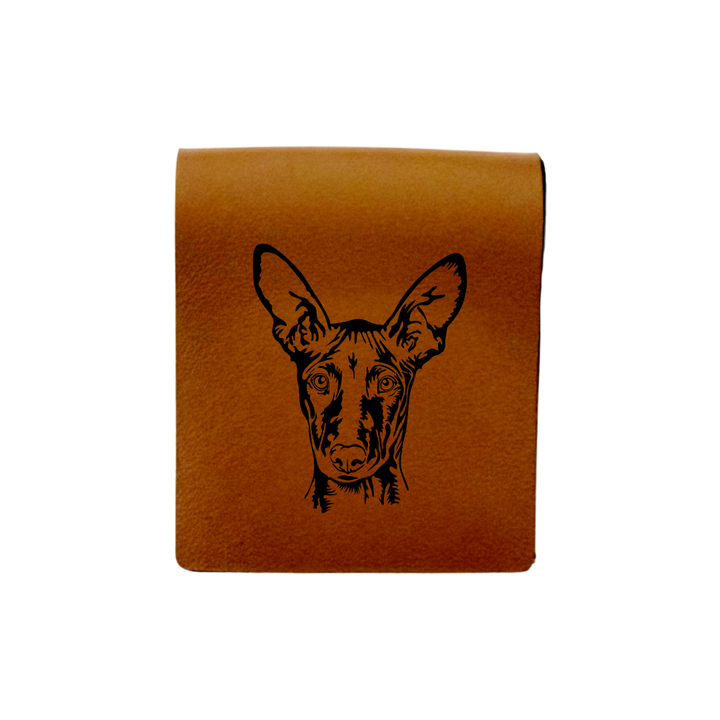 Pharaoh Hound Face Engraved Genuine Leather Magnetic Bookmark